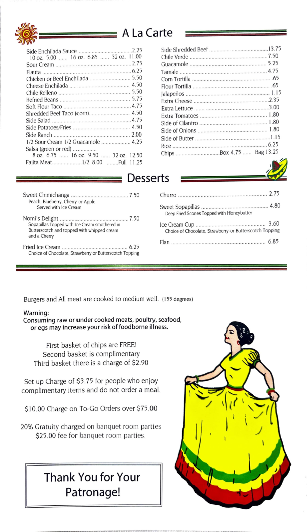 Melina's Mexican Food Menu - Image 2