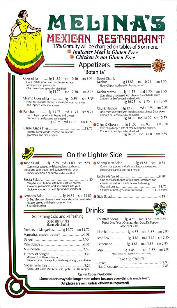 Melina's Mexican Food Menu - Image 3